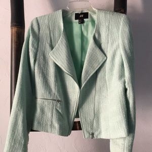 H&M mint green moto style jacket